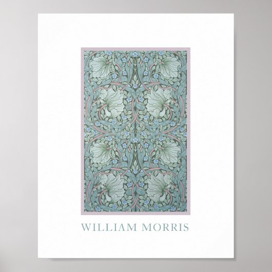 William Morris - Pimpernel: Blauwe & Groene Bloeme Poster (Voorkant)
