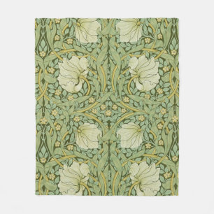 William Morris Pimpernel Bloem Blauw Behang Fleece Deken
