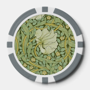 William Morris Pimpernel Bloem Blauw Behang Poker Chips