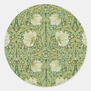 William Morris Pimpernel Bloem Blauw Behang Ronde Sticker