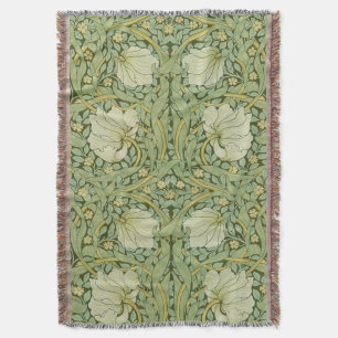 William Morris Pimpernel Bloemen Blauw Behang Deken