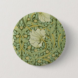 William Morris Pimpernel Bloemen Blauw Behang Ronde Button 5,7 Cm