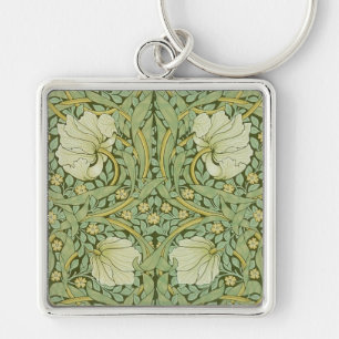 William Morris Pimpernel Bloemen Blauw Behang Sleutelhanger