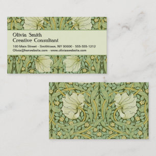 William Morris Pimpernel Bloemen Blauw Behang Visitekaartje