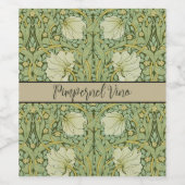 William Morris Pimpernel Bloemen Blauw Behang Wijn Etiket (Enkel label)