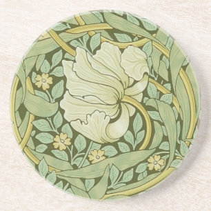 William Morris Pimpernel Bloemen Blauw Behang Zandsteen Onderzetter