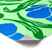 William Morris Pimpernel, Blue & Lime Green Poster (Hoek)