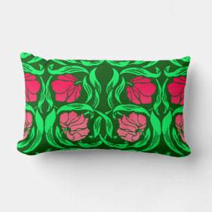 William Morris Pimpernel, Coral Pink en Green Kussen