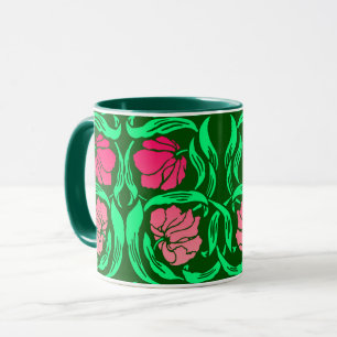 William Morris Pimpernel, Coral Pink en Green Mok