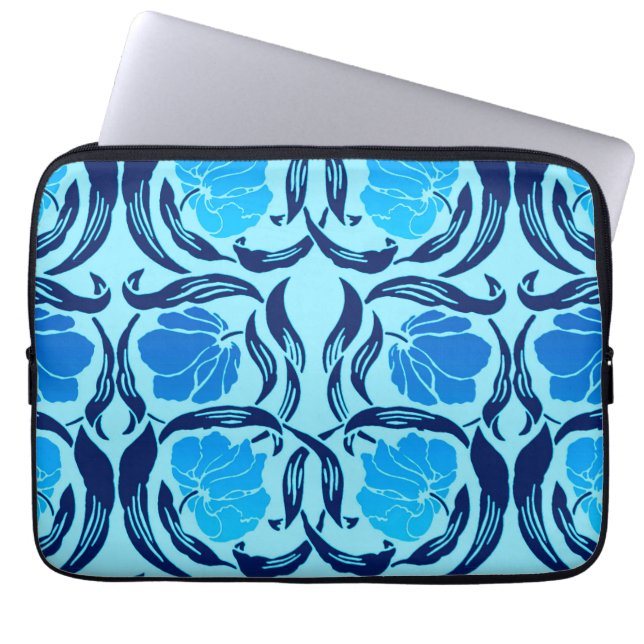 William Morris Pimpernel, Denim & Light Blue Laptop Sleeve (Voorkant)