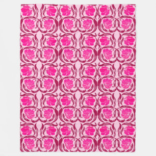 William Morris Pimpernel, Fuchsia & Light Pink Fleece Deken