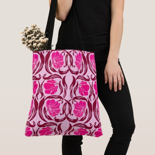 William Morris Pimpernel, Fuchsia & Light Pink Tote Bag (Dichtbij)