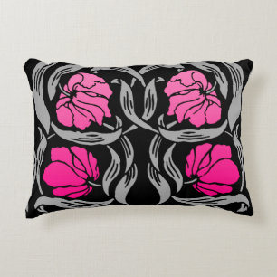 William Morris Pimpernel, Fuchsia Roze en Zwart Decoratief Kussen
