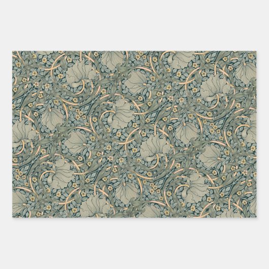 William Morris Pimpernel Gold Sage Green Inpakpapier Vel (Voorkant 3)