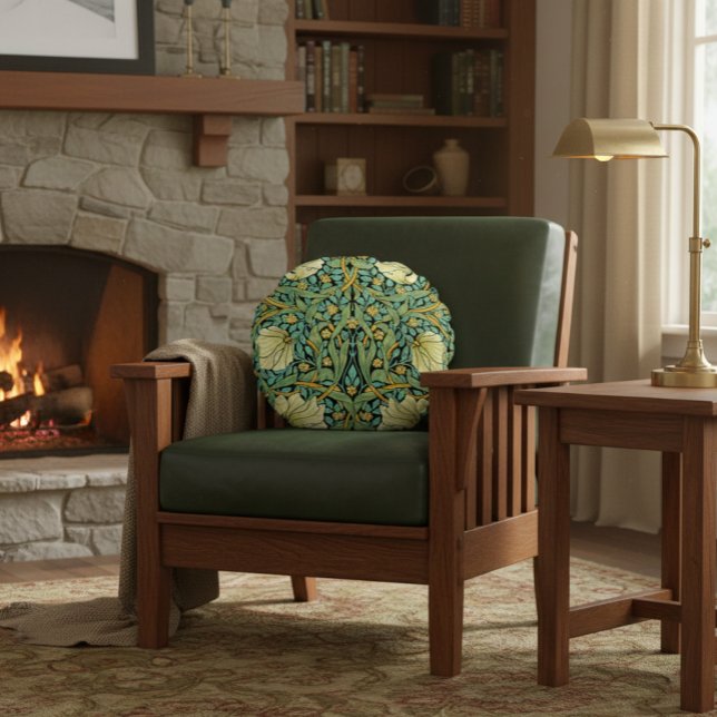 William Morris Pimpernel Mission Style Rond Kussen (Creator heeft geüpload)