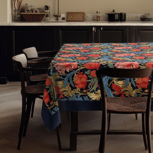 William Morris Pimpernel pastel blauw roze rood Tafelkleed