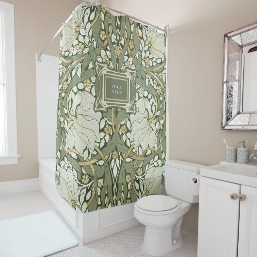 William Morris Pimpernel Pattern Douchegordijn (In situ)