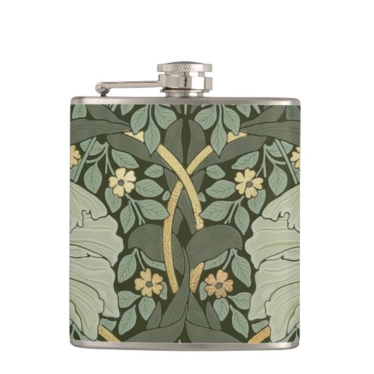 William Morris Pimpernel Pattern Flask Heupfles (Voorkant)