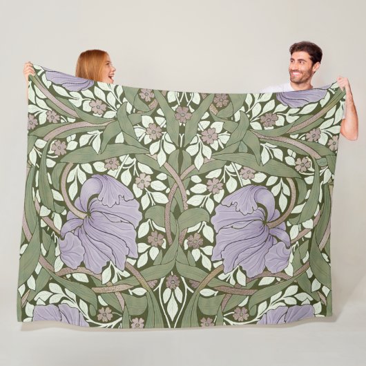 William Morris Pimpernel  Pattern Fleece Bl Deken (In situ)