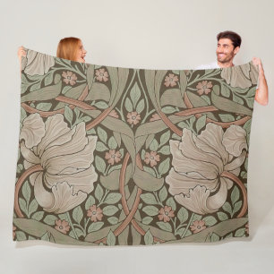 William Morris Pimpernel  Pattern Fleece Bl Deken