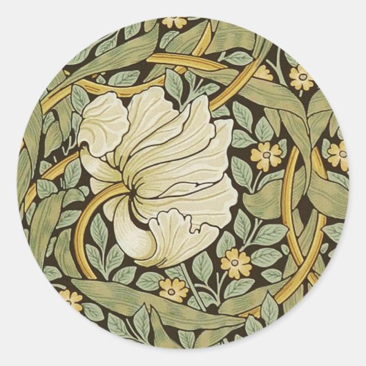 William Morris Pimpernel Pre-Raphaelite Ronde Sticker (Voorkant)