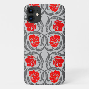 William Morris Pimpernel, Silver Grey en Red iPhone 11 Hoesje