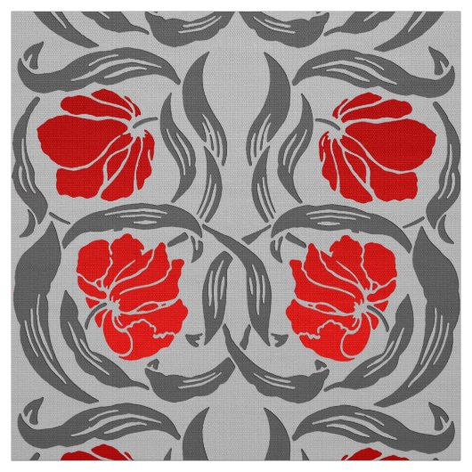 William Morris Pimpernel, Silver Grey en Red Stof (Swatch)