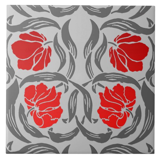 William Morris Pimpernel, Silver Grey en Red Tegeltje (Voorkant)