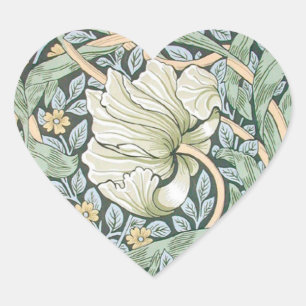 William Morris Pimpernel Tulpen Botanische Kunst Hart Sticker