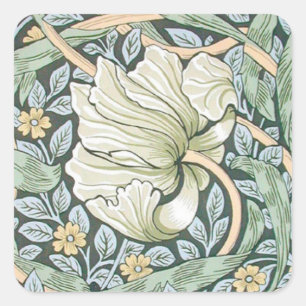 William Morris Pimpernel Tulpen Botanische Kunst Vierkante Sticker