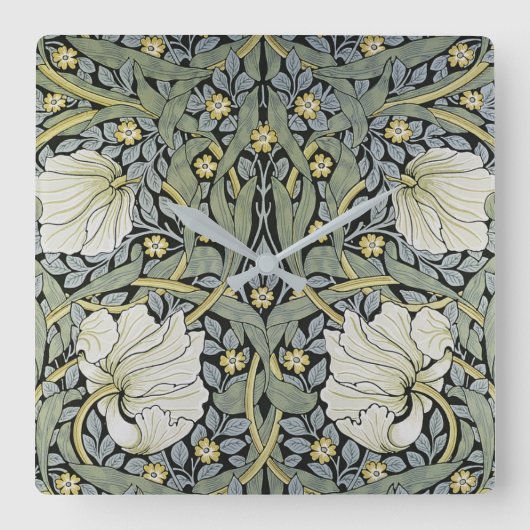 William Morris - Pimpernel Wallpaper Design Vierkante Klok (Voorkant)