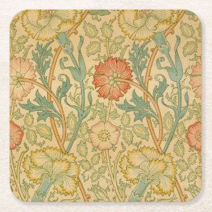  William Morris Pink en Roos Vierkante Kartonnen Onderzetter