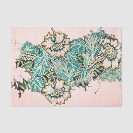 William Morris PINK FLORAL Tissue Paper Tissuepapier (Voorkant)