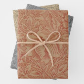 William Morris Pink Poppy Flower Floral Inpakpapier Vel (In situ)