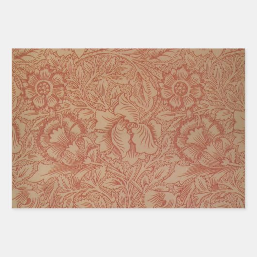 William Morris Pink Poppy Flower Floral Inpakpapier Vel (Voorkant)