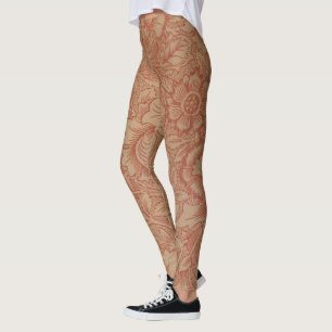 William Morris Pink Poppy Flower Floral Leggings