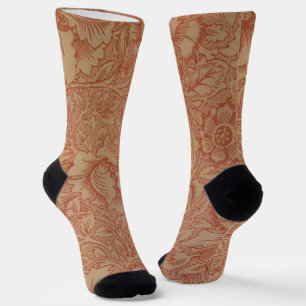 William Morris Pink Poppy Flower Floral Sokken