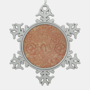 William Morris Pink Poppy Flower Floral Tin Sneeuwvlok Ornament