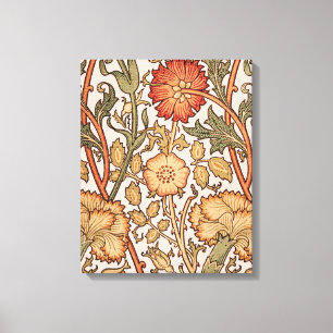 William Morris Pink Rose Bloem Behang Patroon Canvas Afdruk