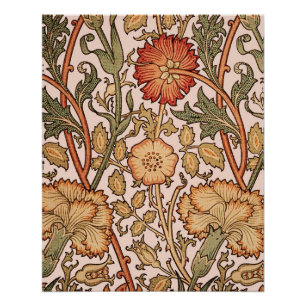 William Morris Pink Rose Bloem Behang Patroon Perfect Poster
