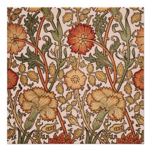 William Morris Pink Rose Bloem Behang Patroon Perfect Poster