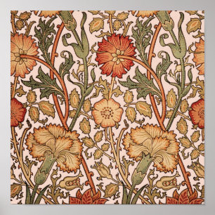 William Morris Pink Rose Bloem Behang Patroon Poster