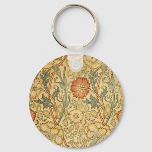 William Morris Pink Rose Bloem Behang Patroon Sleutelhanger