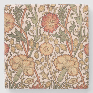 William Morris Pink Rose Bloem Behang Patroon Stenen Onderzetter