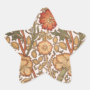 William Morris Pink Rose Bloem Behang Patroon Ster Sticker