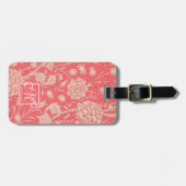 William Morris - Pink Wild Tulips & Monogram Bagagelabel (Voorkant horizontaal)