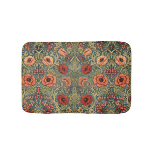 William Morris Poppies Art Nouveau bloempatroon Badmat