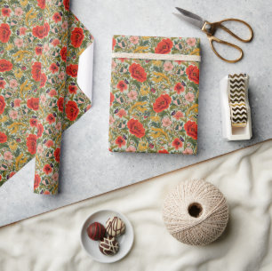 William Morris Poppies Art Nouveau bloempatroon Cadeaupapier