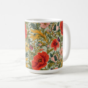 William Morris Poppies Art Nouveau Bloempatroon Koffiemok