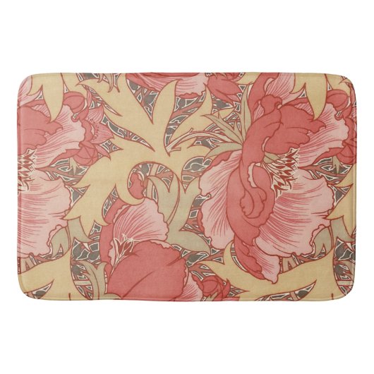 William Morris Poppies Floral Art Nouveau Pattern Badmat (Voorkant)